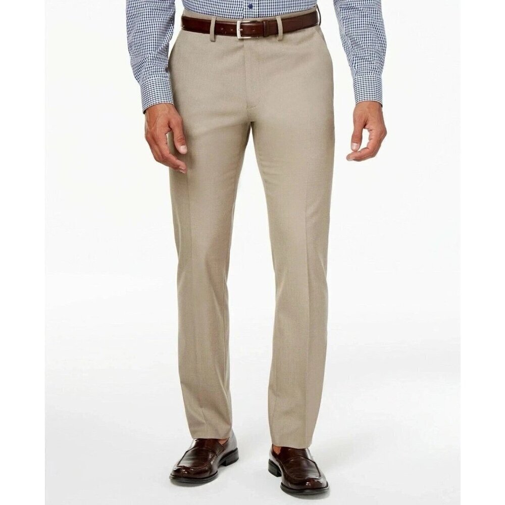 NEW Kenneth Cole Reaction Men's 40x30 Slim Fit Tan Dress Pants Super Flex